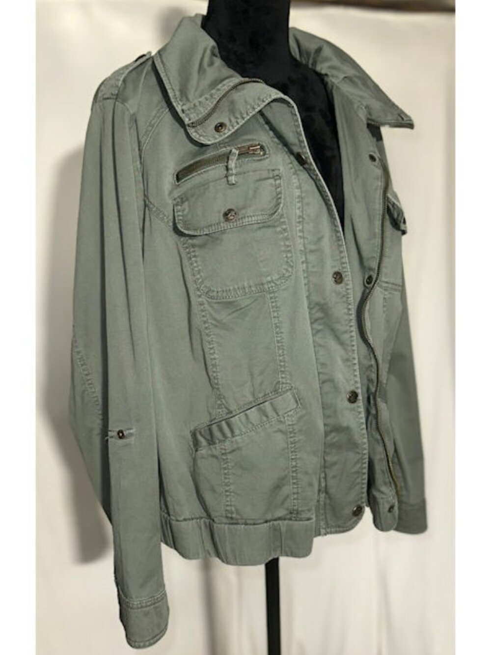 Style & Co Military-style Jacket, Green 18W - Picture 3 of 10